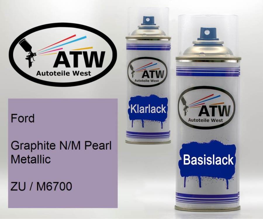 Ford, Graphite N/M Pearl Metallic, ZU / M6700: 400ml Sprühdose + 400ml Klarlack - Set, von ATW Autoteile West.